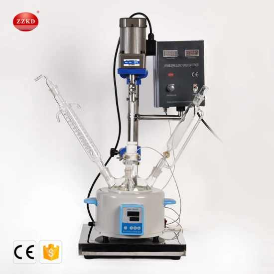 Chemical Vacuum Single Layer Glass Reflux Condenser Reactor Glass Pyrolysis Reactor with Digital Display